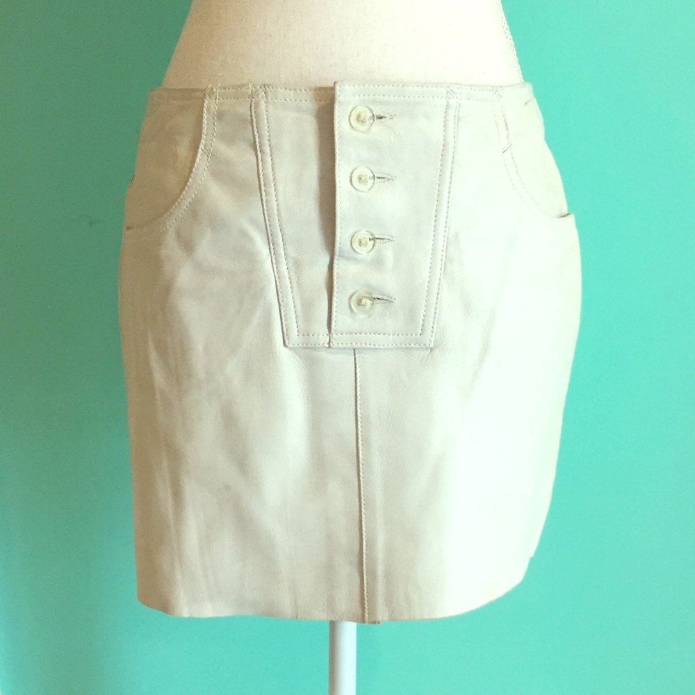 AJ-Armani Jeans eggshell Leather Mini Skirt